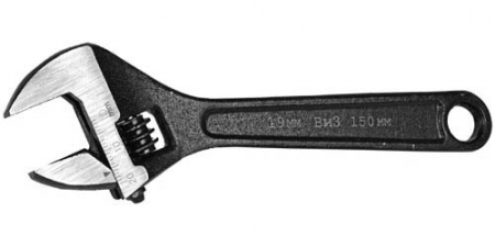 Ключ гаечный разводной КР-19 с металлической ручкой (Cr-V) 2001005 ВИЗ