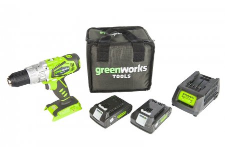 Шуруповерт ударный аккумуляторный GreenWorks 24V G24CDB2X - Фото 2