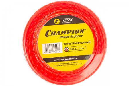 Корд триммерный CHAMPION Twisted Square 3.0мм* 25м C7007 - Фото 1