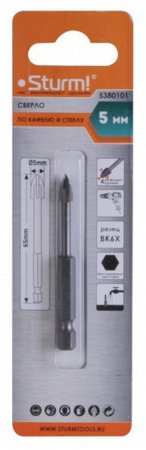 Сверло по стеклу и кафелю Sturm! 5380101 Сверло по стеклу и кафелю Sturm! 5380101