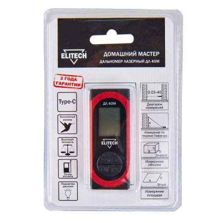 Дальномер лазерный ELITECH ДМ ДЛ40М - Фото 9 Дальномер лазерный ELITECH ДМ ДЛ40М - Фото 9