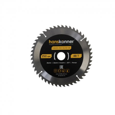 Пильный диск Hanskonner H9025-250-32/30-48