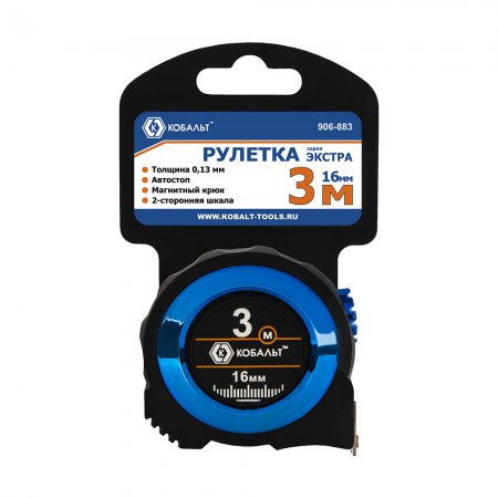 Рулетка КОБАЛЬТ Экстра 3м x 16мм 906-883 - Фото 1