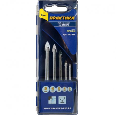 Набор сверел по стеклу и керамике ПРАКТИКА 640-346