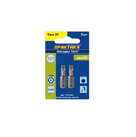 Бита отверточная ПРАКТИКА "Профи" Torx Tamper-27 х 25мм 776-393 - Фото 1 Бита отверточная ПРАКТИКА "Профи" Torx Tamper-27 х 25мм 776-393 - Фото 1