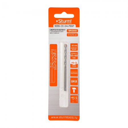 Сверло по бетону STURM 1055-06-04x75SP - Фото 2 Сверло по бетону STURM 1055-06-04x75SP - Фото 2