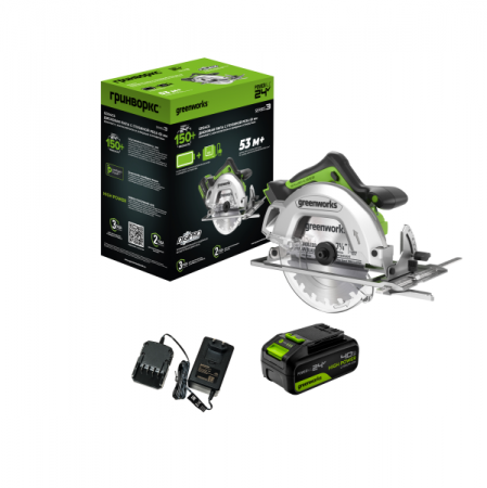 Аккумуляторная пила дисковая GREENWORKS GD24CS 1500907CUB - Фото 2 Аккумуляторная пила дисковая GREENWORKS GD24CS 1500907CUB - Фото 2