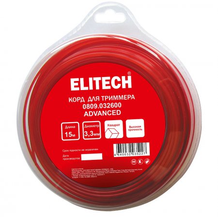Леска для триммера ELITECH 0809.032600