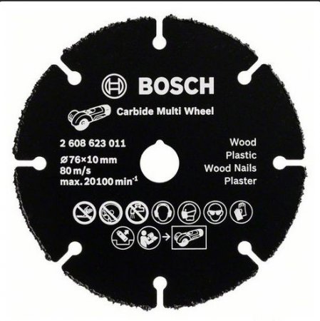 Универсальный твердосплавный отрезной круг Bosch Multi Wheel 76 мм по дереву для GWS 10,8 2.608.623.011
