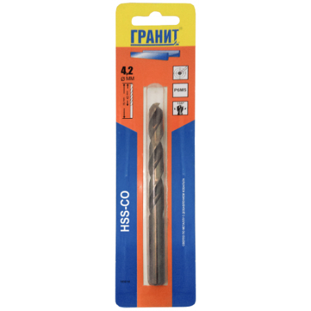 Сверло по металлу ГРАНИТ 165018 4,2х75/43 Сверло по металлу ГРАНИТ 165018 4,2х75/43