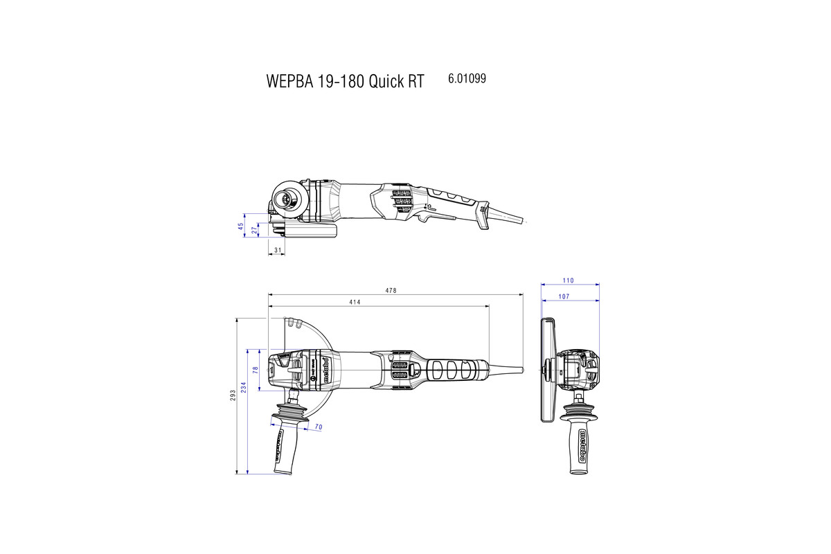 Углошлифовальная машина METABO WEPBA 19-180 Quick RT 601099000 купить с  доставкой по России: цены